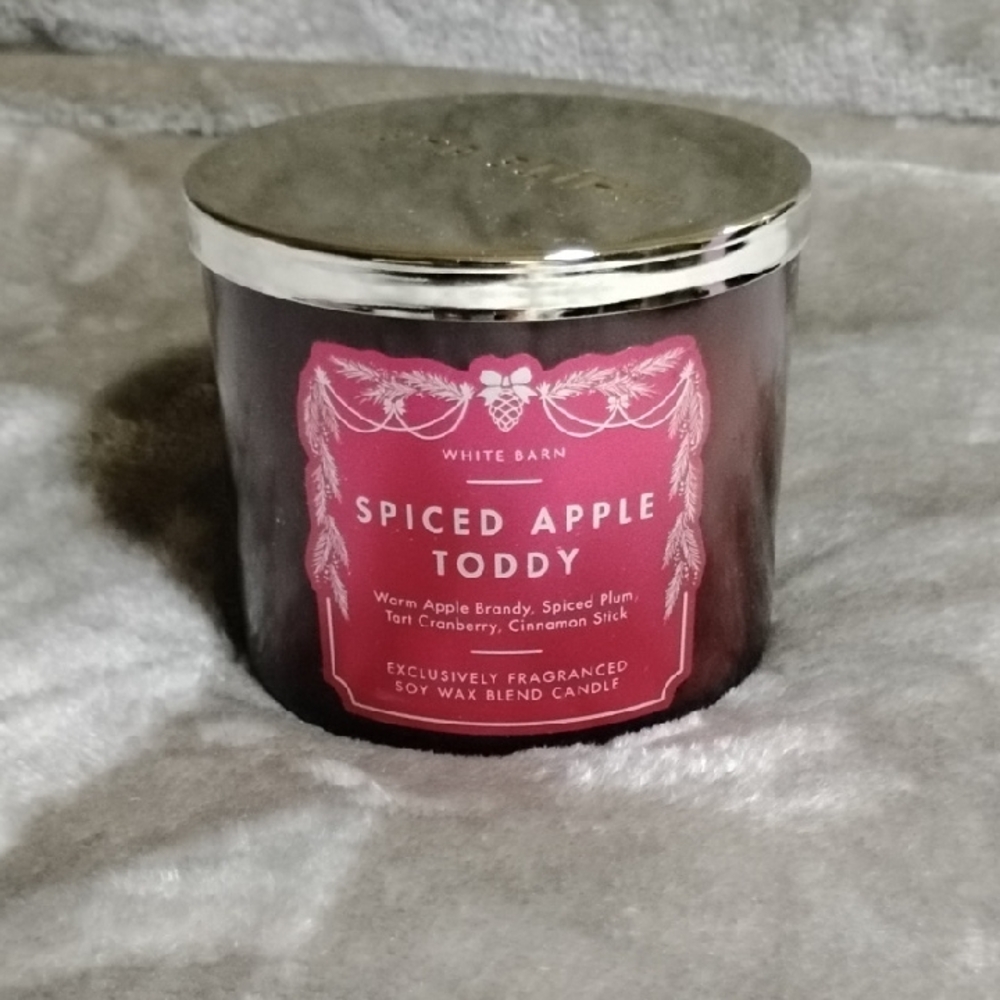 Bath And Body Works White Barn Spiced Apple Toddy Candle 14.5  - Pink and Silver